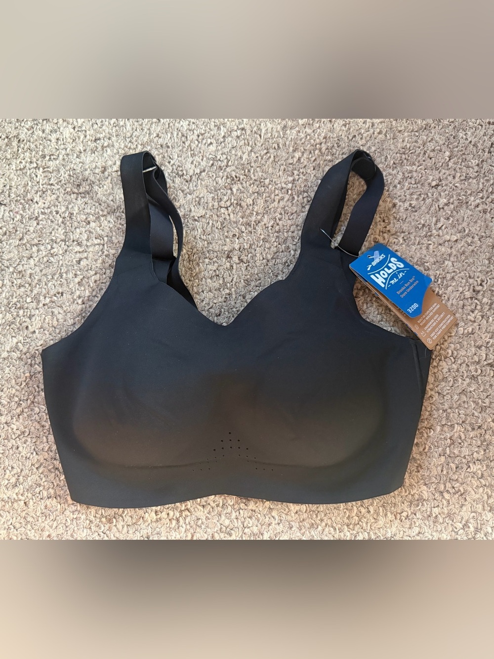 Brooks Dare Underwire Sports Bra 32DD Black Built-in Cups